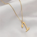 Gold letter L necklace pendant with cubic zirconia stones on box chain jewelry - Letter Z (GX0028-Z) / Gold