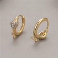 Golden heart-shaped hoop earrings with sparkling zircon stones and DIY hanging loops - Heart Shaped Style (H-7900) / 14K Gold H-7900
