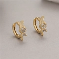 Golden butterfly huggie hoop earrings with zircon stones and DIY jewelry hanging loops - Butterfly Shaped Style (H-7906) / 14K Gold H-7906