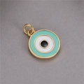 Vergoldeter Evil Eye Anhänger mit mintgrünem Emaille für DIY-Schmuckherstellung - Grün (H-8036)
