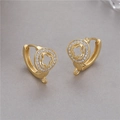 Boucles d'oreilles trèfle plaquées or 14K avec zircons pour la création de bijoux DIY - Style Trèfle Ajouré (H-8355)