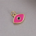Rose pink evil eye enamel pendant with gold metal trim and double ring for DIY jewelry - Red (H-8048 Red)