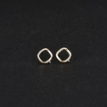 Elegant 14K gold plated square stud earrings with zircon inlay and DIY loop for dangles - 14K Gold Rounded Square (H-5732)