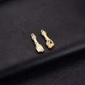 14K gold plated hand gesture charms with micro-paved zircons for DIY jewelry making - Palm And Fist Set (D499)