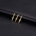 Three-piece set of polished 14K gold-plated metal Kunai dagger pendants on black background - Kunai Shape (H-5848)
