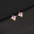 Golden evil eye pendants with purple enamel and spiked studs for DIY jewelry making - D727