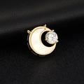 Colgante de luna de nácar chapado en oro de 14K con circón para joyería DIY - Color Oro de 14K (H-6040)