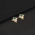 Golden Evil Eye charms with green pupils and clear zircons for DIY jewelry making - D729