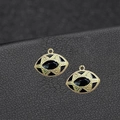 Marquise evil eye pendant in 14K gold plating with black inlay for DIY jewelry - H-7744