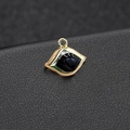 Minimalist evil eye pendant in 14K gold finish with black enamel inlay detail - H-7758