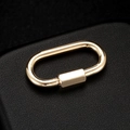 Polished 14K gold-plated oval screw gate carabiner clasp for jewelry making - Gold Oval Screw Clasp (D1042)