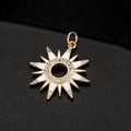 14K gold plated sunburst pendant necklace with white enamel and sparkling zircon stones - White (H-6687)