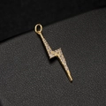 14k gold plated lightning bolt pendant with white cubic zirconia on black leather - Medium White Zirconia Lightning Shape (H-6648)