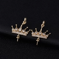 14K gold plated crown pendants with zircon inlay and pearl pin tray for jewelry DIY - Crown Style (H-6062)