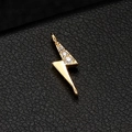 Hip hop style 14k gold plated lightning bolt pendant with sparkling zircons - Three Stone Lightning Shape (H-6663)