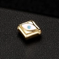 Golden square evil eye charm bead with blue enamel inlay for DIY jewelry making - Square Three Color Enamel (H-6669)
