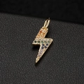 Hip hop lightning bolt pendant in gold with multi-color rainbow cubic zirconia stones - Colorful Zirconia Lightning Shape (H-6664)