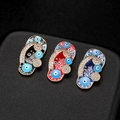 14K gold slipper pendant with evil eye enamel and white zircon stones in three colors - Blue (H-6485)