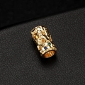 Cylindrical 14K gold-plated hammered charm with colorful inlaid gemstones for DIY jewelry - Hammered Colored Gemstone Style (14K Gold H-6660)