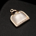 Golden handbag shaped pendant with cat eye stone and zircon accents for women necklace - Handbag Style(H-4517)