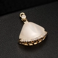 Exquisite 14K gold fan-shaped pendant with white shell stone and micro-pave zircons - Fan Style(H-4713)