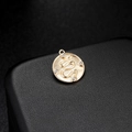 Macro shot of 14K gold snake pendant with micro-paved zircons on black background - 14K Gold H-6573 (Snake Round Coin)