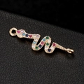 Gouden slang hanger met gekleurde zirkonia voor het maken van DIY sieraden - S-Vorm Slang Connector (H-6401)