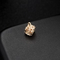 14K gold plated hollow cube bead pendant with micro-paved zircons for jewelry making - Gold Plated Hollow Cube Bead with Rhinestones (H-5800)