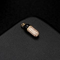 14K gold capsule pendant with black enamel and micro-paved white zircon stones - Black