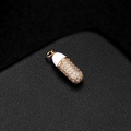 Exquisite 14K gold capsule pendant with white enamel and pavé-set shimmering crystals - White