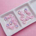 Set van 7 roze strik en ster hangers van legering met zirkoon voor DIY sieraden - Roze