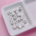 White 7mm cube loose beads with irregular cheese pits for DIY jewelry and phone chains - White