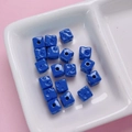 Glossy blue 7mm square cube spacer beads for DIY phone chain and necklace making - Sapphire Blue