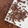 Close-up of brown acrylic square beads with smooth finish for DIY jewelry and phone chains - Approx. 150 Pcs (5mm, 3mm Hole) / Brown