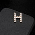 Colgante letra H chapado en oro con circonitas para creación de joyas DIY - Letra H Oro 14K (H-6582)