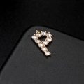 Colgante letra P dorado con circonitas micro-pave para collares y pendientes DIY - Letra P Oro 14K (H-6590)