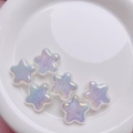 Perle a forma di stella sfumate viola e blu con glitter per la creazione di gioielli fai da te - Venduto al Pezzo Dimensione Circa 23mm Diametro del Foro Circa 3,2mm / Bianco