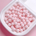 Matte light pink rubber-coated round beads for DIY jewelry and phone chain making - 6mm (100 Pieces Pack) / Light Pink