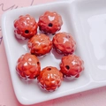 Macro detail of dark red pumpkin-shaped acrylic beads in a white ceramic sorting tray - Size Approx 17mm Hole Approx 2.5mm / 09-Dark Coffee
