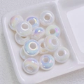 Cuentas blancas iridiscentes de 14mm para cadenas de móvil y llaveros artesanales - 14mm / 12-Blanco
