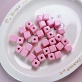 Glossy 12mm pink acrylic square beads for DIY mobile chains and jewelry accessories - 12mm / Pink