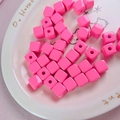 Macro shot of 12mm bright pink square acrylic beads for DIY jewelry making and crafts - 12mm / Rose Red