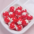 DIY red beads with white flower pattern for jewelry making and mobile phone chains - Size Approx 16mm Hole Approx 2.2mm / 02-Red with Flower