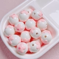 DIY white acrylic bead with pink sakura flower relief for handmade jewelry and phone chains - Size Approx 16mm Hole Approx 2.2mm / 06-White