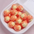 Orange resin sphere beads with yellow floral patterns for DIY jewelry making - Size Approx 16mm Hole Approx 2.2mm / Orange (09)