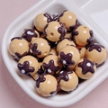 DIY bead accessory with heart flower pattern and brown chocolate drip effect on beige base - Size Approx 16mm Hole Approx 2.2mm / 03-Coffee