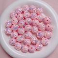 Rosa perlmuttfarbene Schleifenperlen mit lila Punkten für DIY Schmuckherstellung - 16mm / Rosa