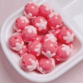 Pink round acrylic beads with hand-painted flower patterns for DIY jewelry making - Size Approx 16mm Hole Approx 2.2mm / 04-Deep Pink