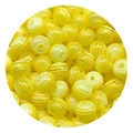 Dettaglio di perle rotonde a strisce gialle e bianche per gioielli fai-da-te e catene - Giallo Trasparente