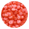 Dettaglio di perle acriliche a righe rosa e bianche per la creazione di gioielli fai-da-te - Rosso Traslucido